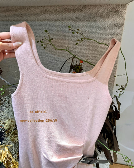 AS OFFICIAL Chic Buff Wool-Blend Belted Ruched Knit Tank