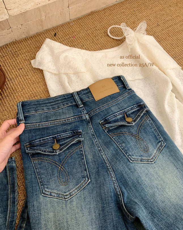 AS OFFICIAL “Perfect Ratio” High-Waist Washed Flared Jeans