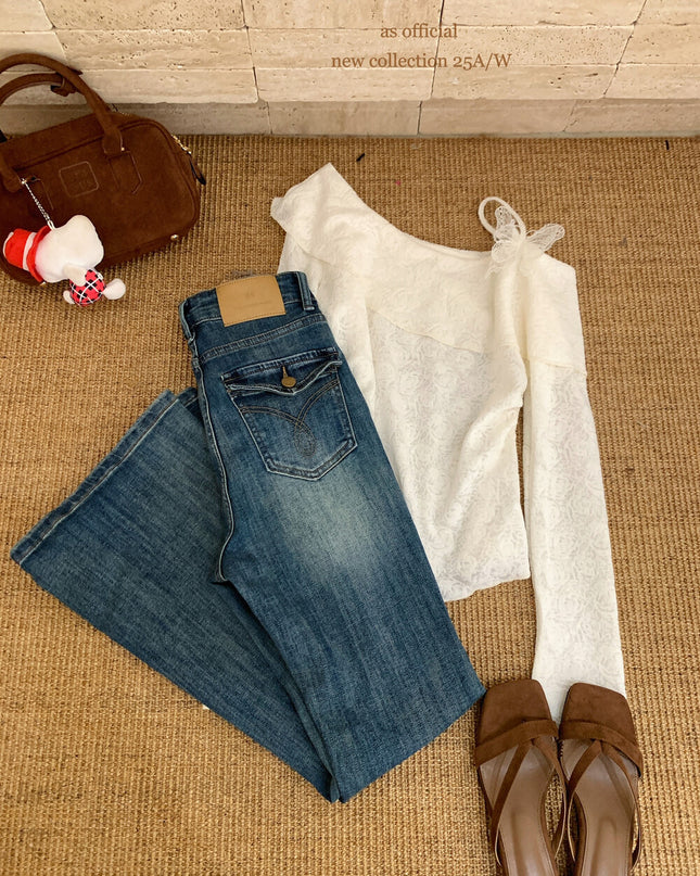 AS OFFICIAL “Perfect Ratio” High-Waist Washed Flared Jeans