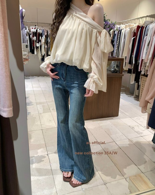AS OFFICIAL “Perfect Ratio” High-Waist Washed Flared Jeans