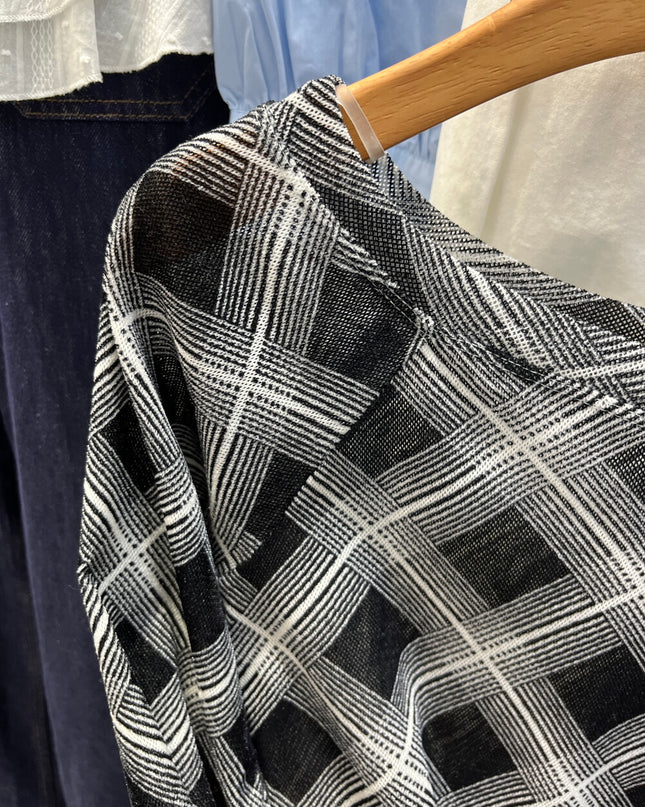 Retro Plaid One-Shoulder Slim Fit Asym Top