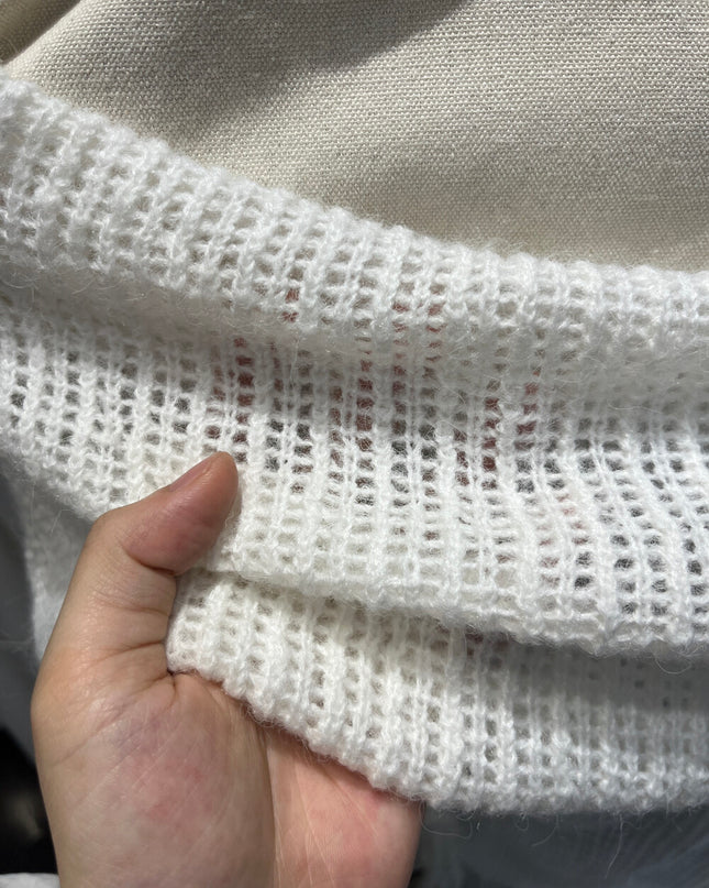 Champagne Glow Off-Shoulder Mohair Knit
