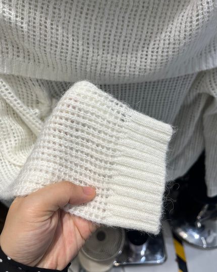 Champagne Glow Off-Shoulder Mohair Knit