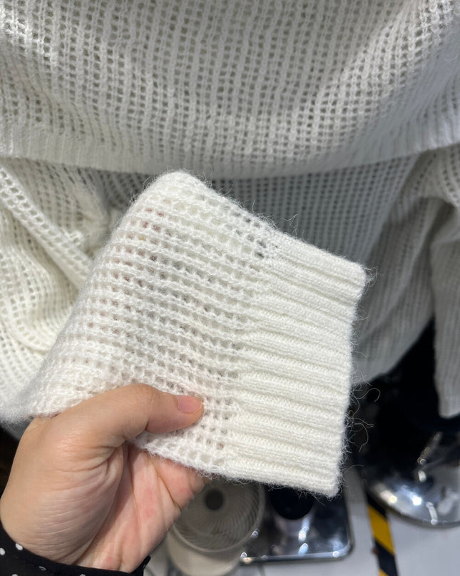Champagne Glow Off-Shoulder Mohair Knit
