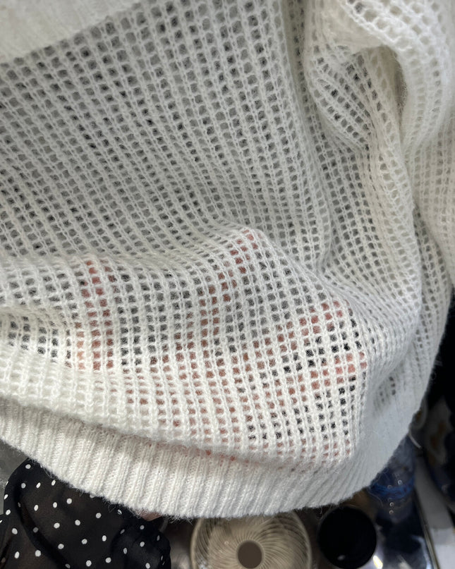 Champagne Glow Off-Shoulder Mohair Knit