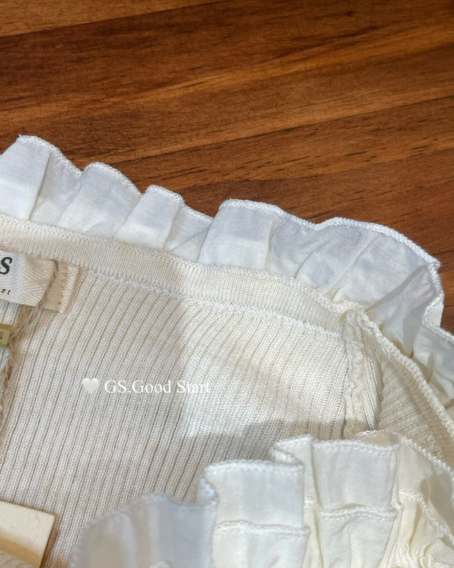 Ruffle Trim Off-Shoulder Knit Top