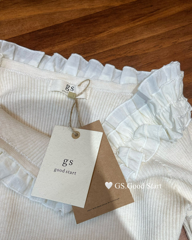 Ruffle Trim Off-Shoulder Knit Top
