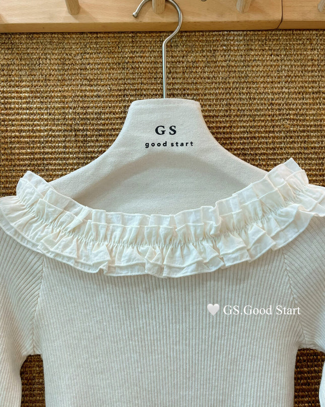 Ruffle Trim Off-Shoulder Knit Top