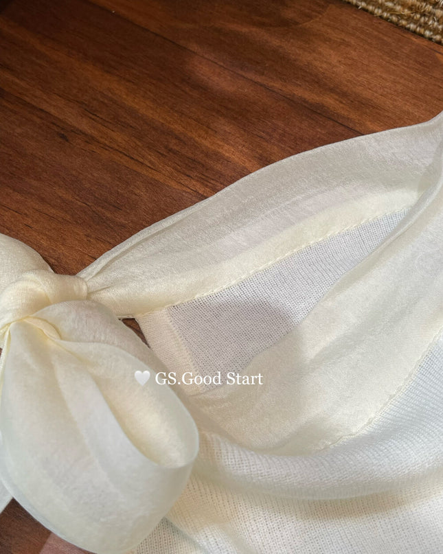 Sweet Bow Off-Shoulder Knit Top