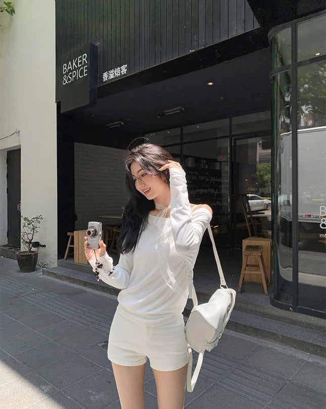 Asym One-Shoulder Long-Sleeve Tee