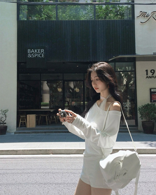 Asym One-Shoulder Long-Sleeve Tee