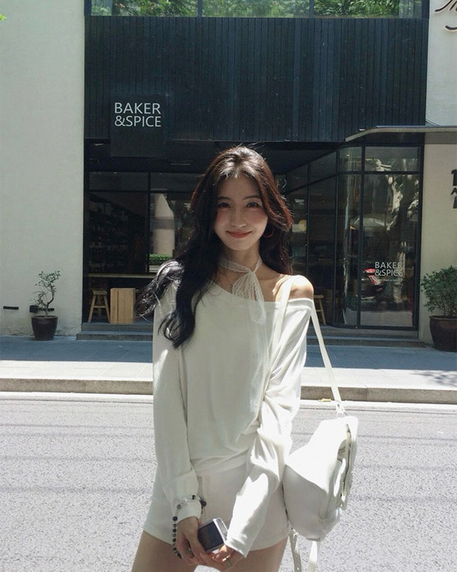 Asym One-Shoulder Long-Sleeve Tee