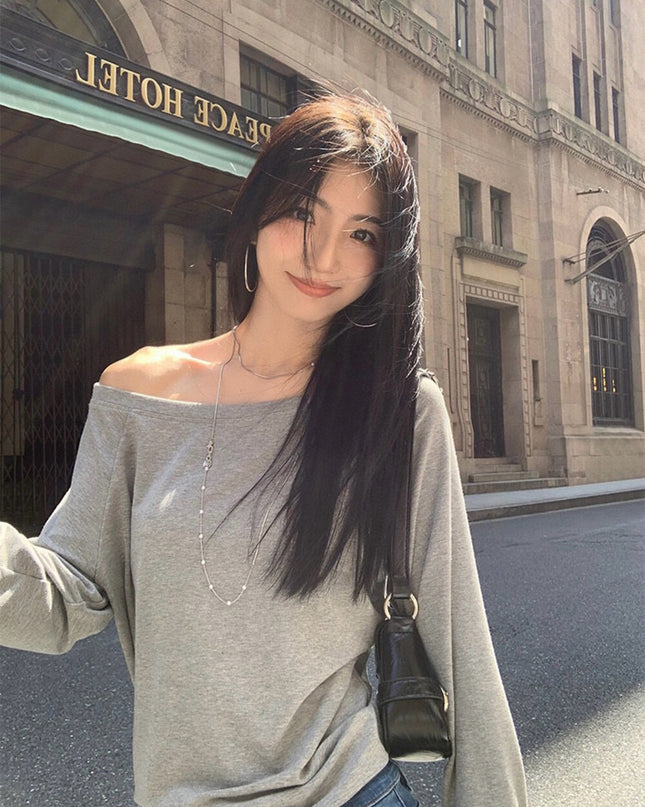 Asym One-Shoulder Long-Sleeve Tee