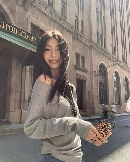 Asym One-Shoulder Long-Sleeve Tee