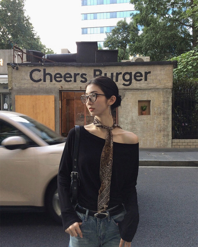 Asym One-Shoulder Long-Sleeve Tee
