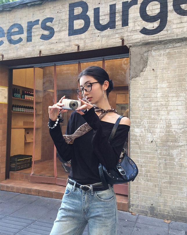 Asym One-Shoulder Long-Sleeve Tee
