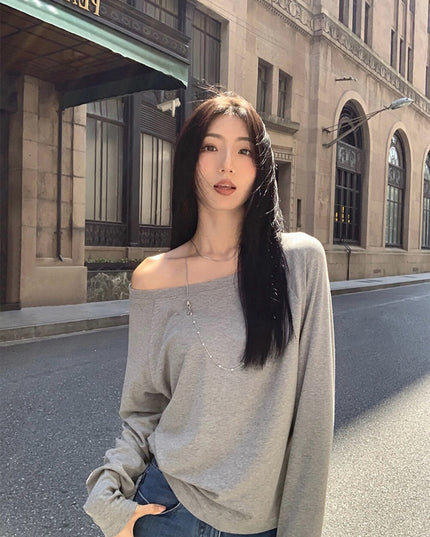 Asym One-Shoulder Long-Sleeve Tee