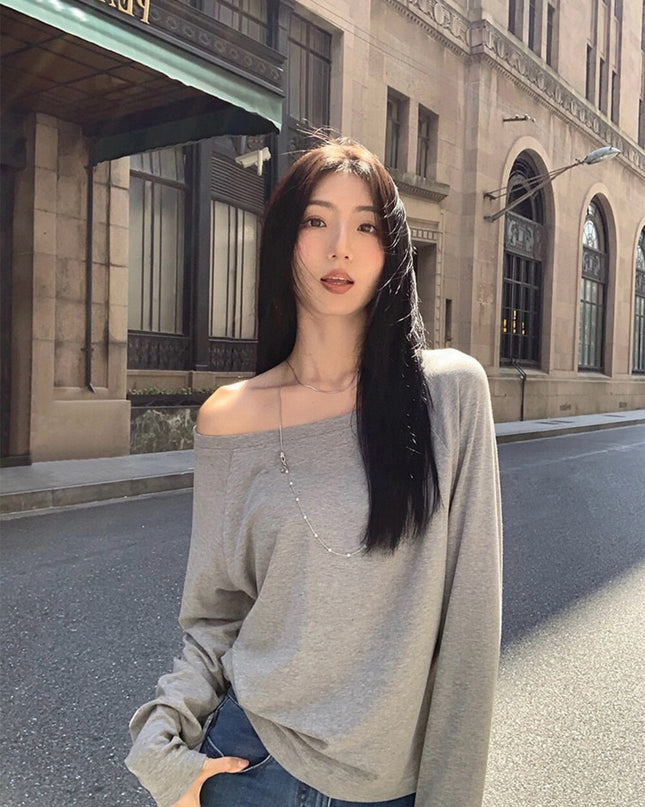 Asym One-Shoulder Long-Sleeve Tee
