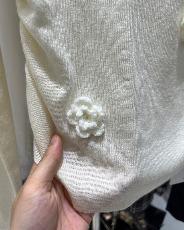 Romantic Trap Off-Shoulder Jacquard Knit Top