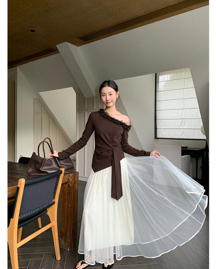 Elegance Aura High-Waist Mesh Skirt