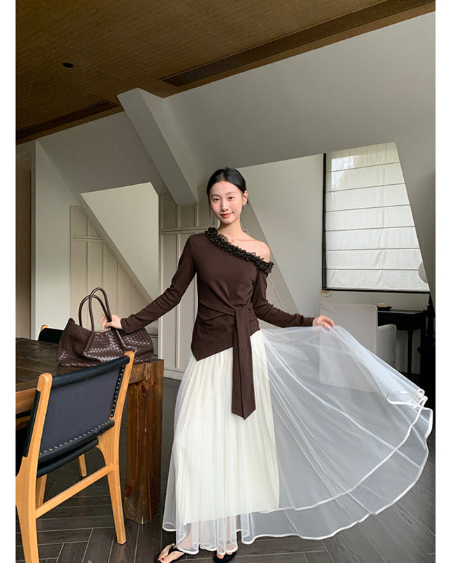 Elegance Aura High-Waist Mesh Skirt