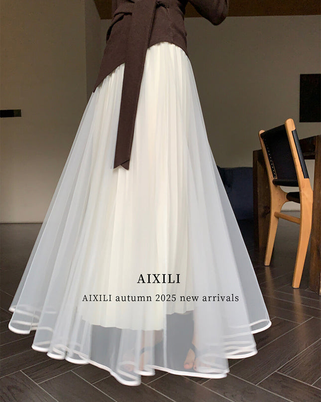 Elegance Aura High-Waist Mesh Skirt