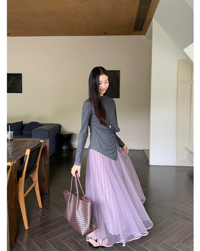 Elegance Aura High-Waist Mesh Skirt