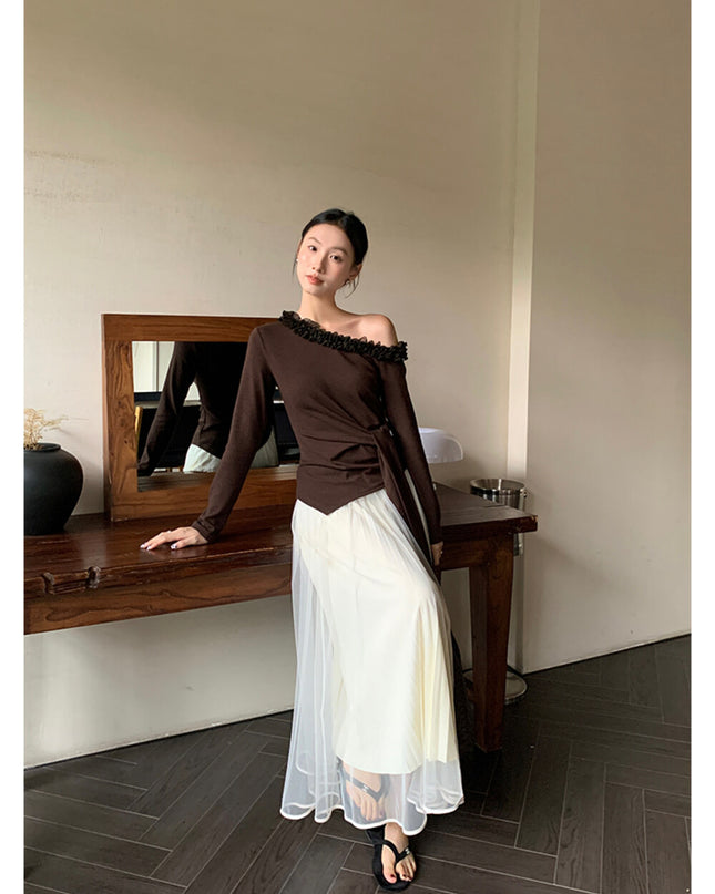 Elegance Aura High-Waist Mesh Skirt