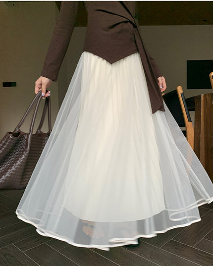 Elegance Aura High-Waist Mesh Skirt