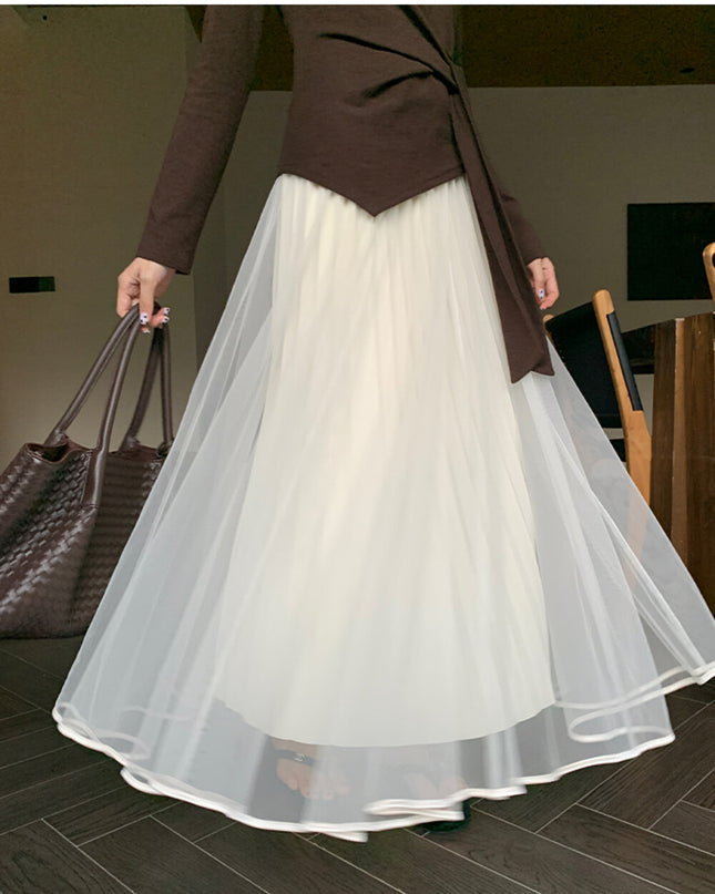 Elegance Aura High-Waist Mesh Skirt