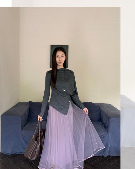 Elegance Aura High-Waist Mesh Skirt