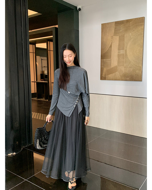 Elegance Aura High-Waist Mesh Skirt