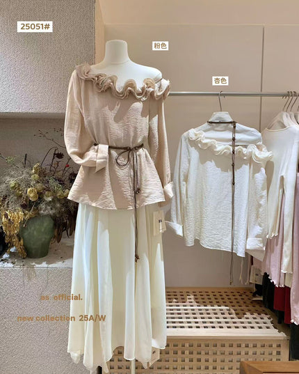 Seine Ruffle Charm Blouse with Waist Tie