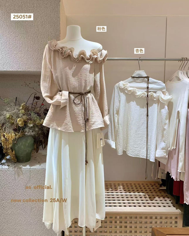 Seine Ruffle Charm Blouse with Waist Tie