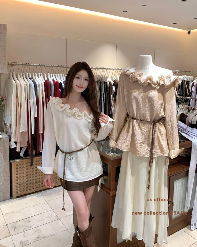Seine Ruffle Charm Blouse with Waist Tie