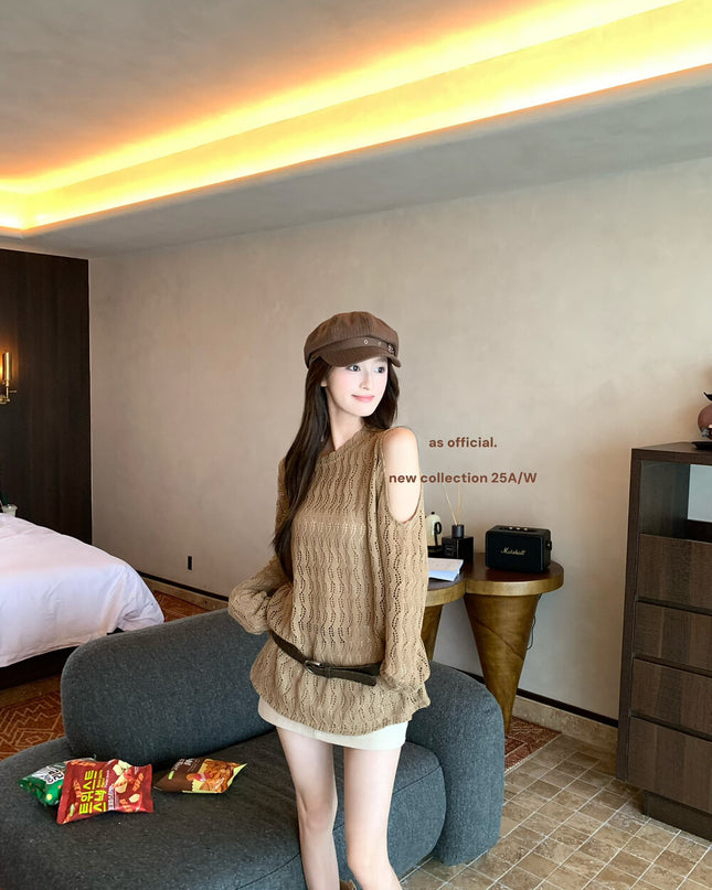 Windsor Lace Off-Shoulder Belted Blouse