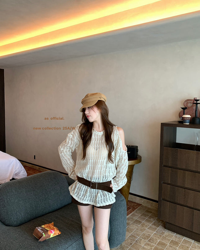 Windsor Lace Off-Shoulder Belted Blouse