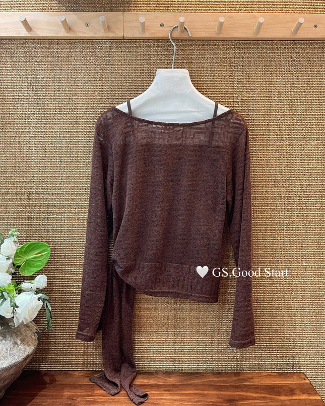 Signature Layered Tie-Waist Blouse + Lace Cami Set