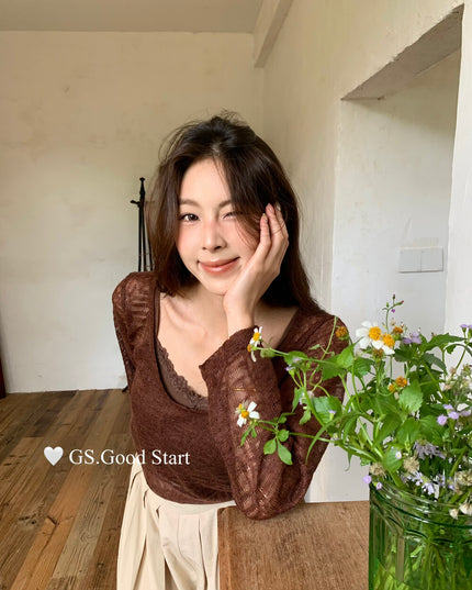 Signature Layered Tie-Waist Blouse + Lace Cami Set