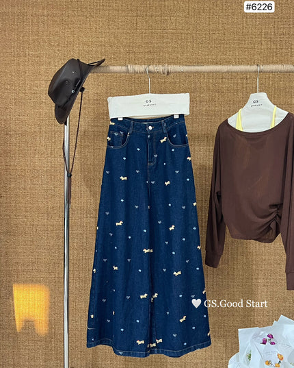 Dachshund Embroidered Relaxed Jeans