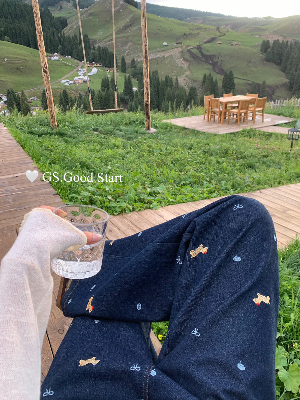 Dachshund Embroidered Relaxed Jeans