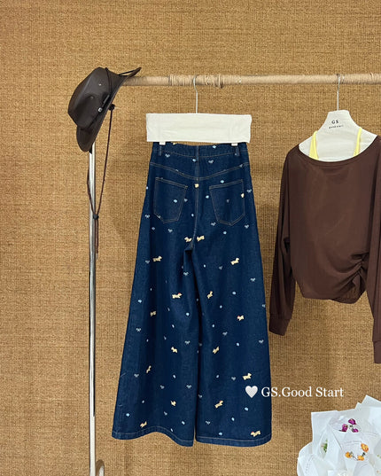 Dachshund Embroidered Relaxed Jeans