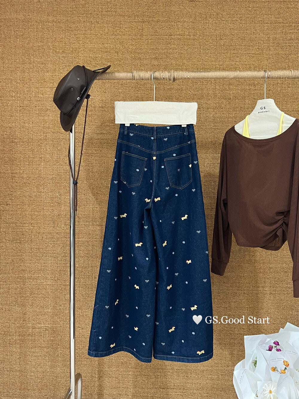 Dachshund Embroidered Relaxed Jeans