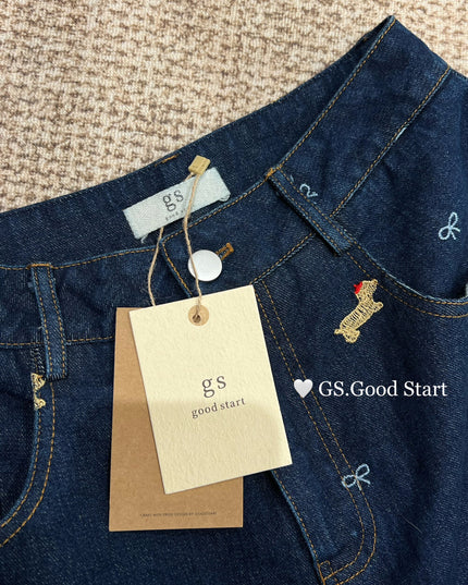 Dachshund Embroidered Relaxed Jeans