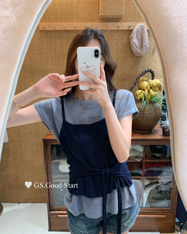 Caramel Color-Block Tie-Knit Top