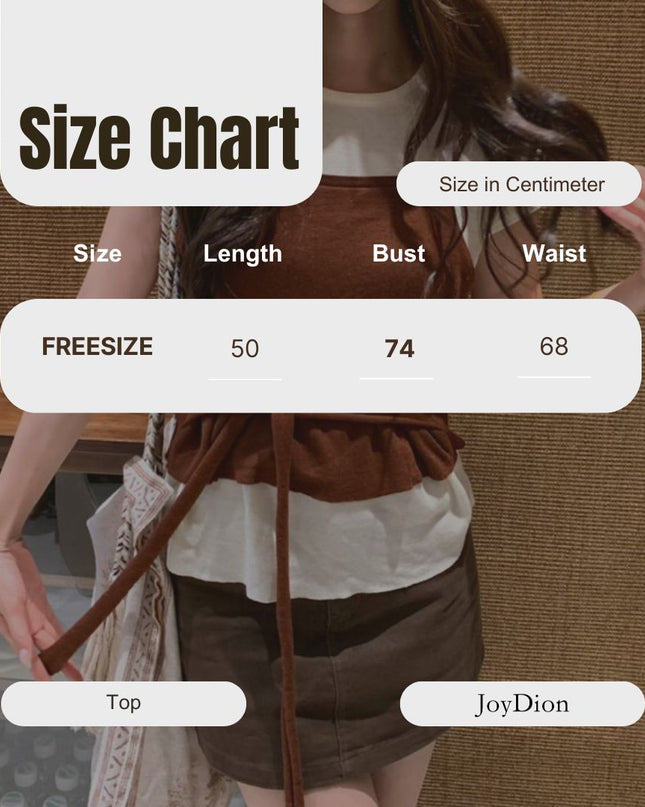 Caramel Color-Block Tie-Knit Top