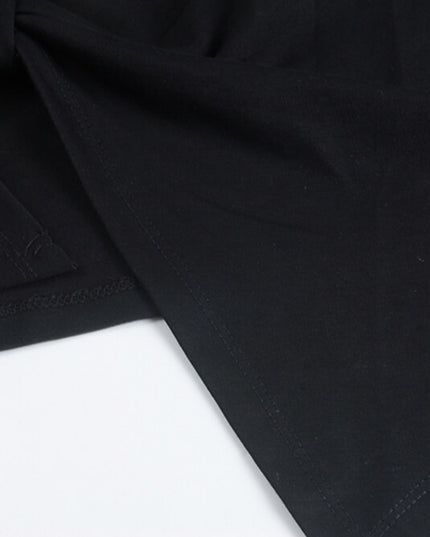 Crew-Neck Flutter-Sleeve Knot-Hem Side-Slit Tee