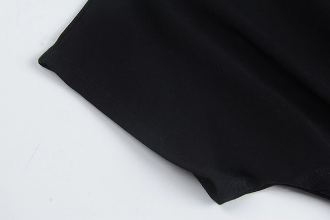Crew-Neck Flutter-Sleeve Knot-Hem Side-Slit Tee