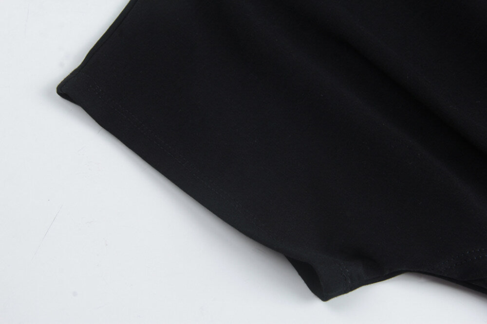 Crew-Neck Flutter-Sleeve Knot-Hem Side-Slit Tee