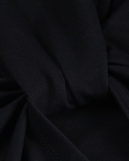 Crew-Neck Flutter-Sleeve Knot-Hem Side-Slit Tee
